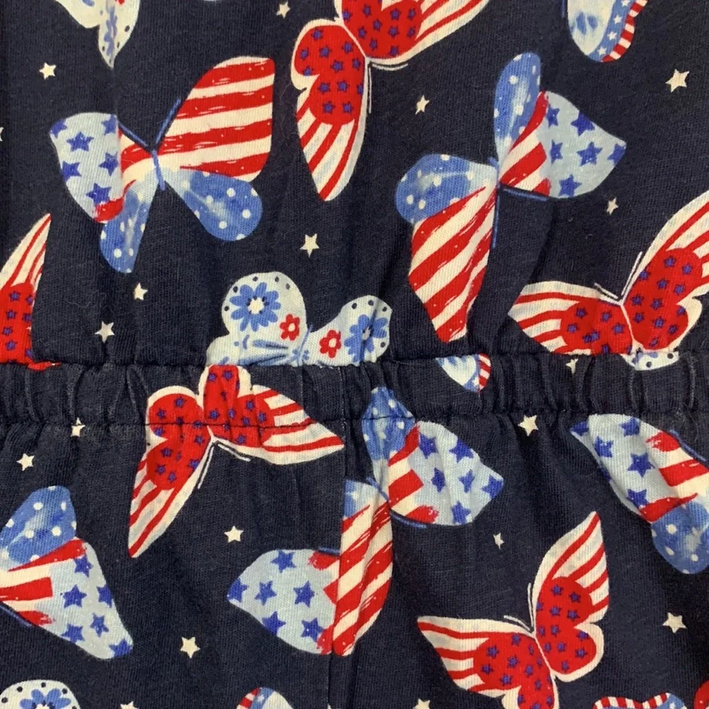 The Children’s Place Girls Patriotic Butterfly Romper Size XL 14 Red White Blue